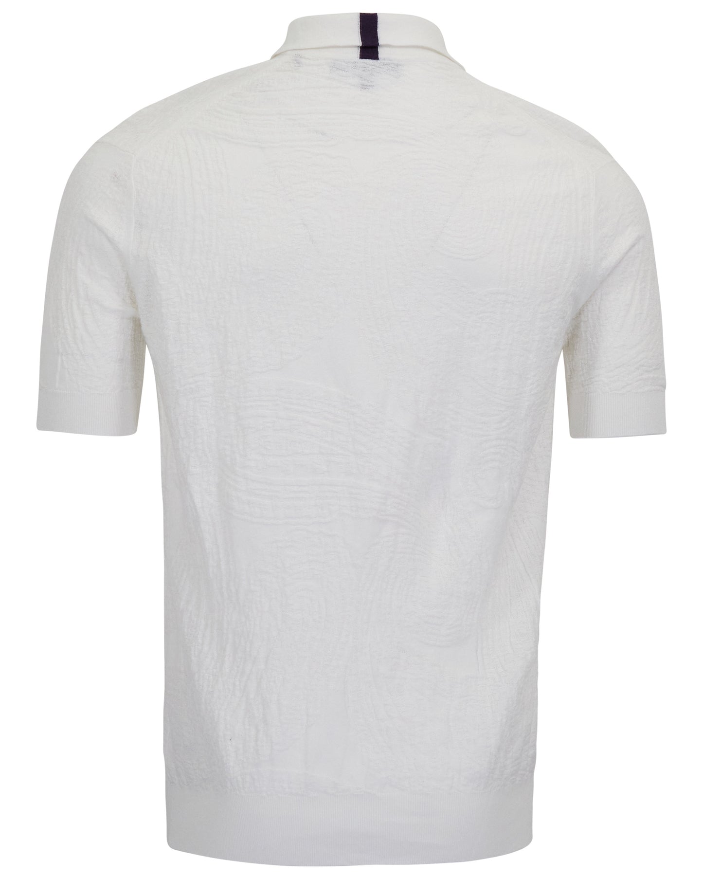 PETERSON WHITE MENS JACQUARD LINEN COTTON POLO