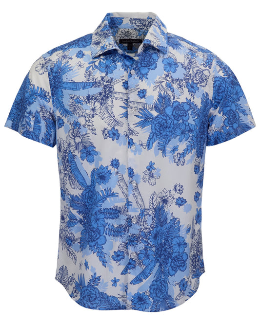 SCOTT MONO FLORAL WHITE MENS PRINTED SHIRT