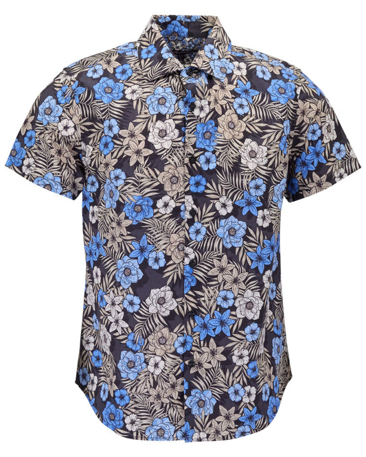 SCOTT TROPICAL MIX BLACK MENS PRINTED SHIRT