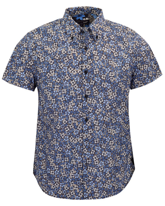 TIM FLORAL FIELD BLACK MENS PRINTED SHIRT