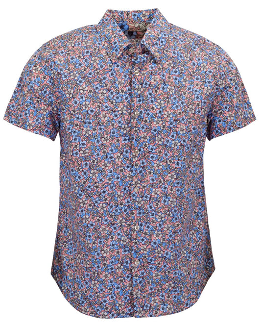 TIM FLORAL FIELD CORAL MENS PRINTED SHIRT