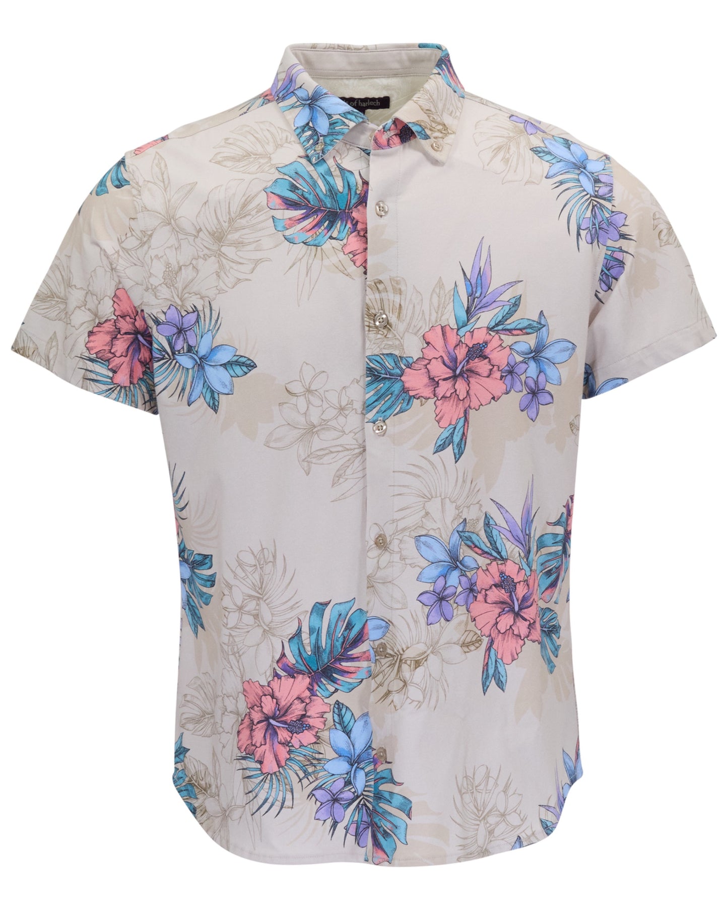 TODD EXOTIC FLORAL NEUTRAL MENS KNIT SHIRT
