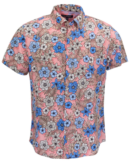 TODD TROPICAL MIX CORAL MENS KNIT SHIRT