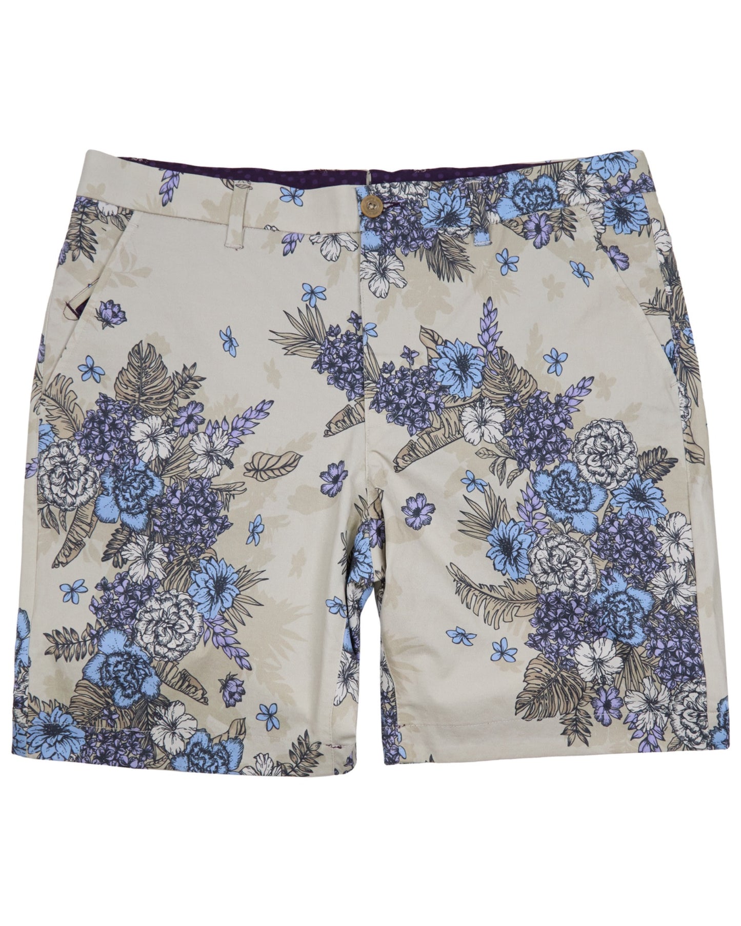 CLYDE CLUMPED FLORAL NATURAL MENS FLAT FRONT SHORT
