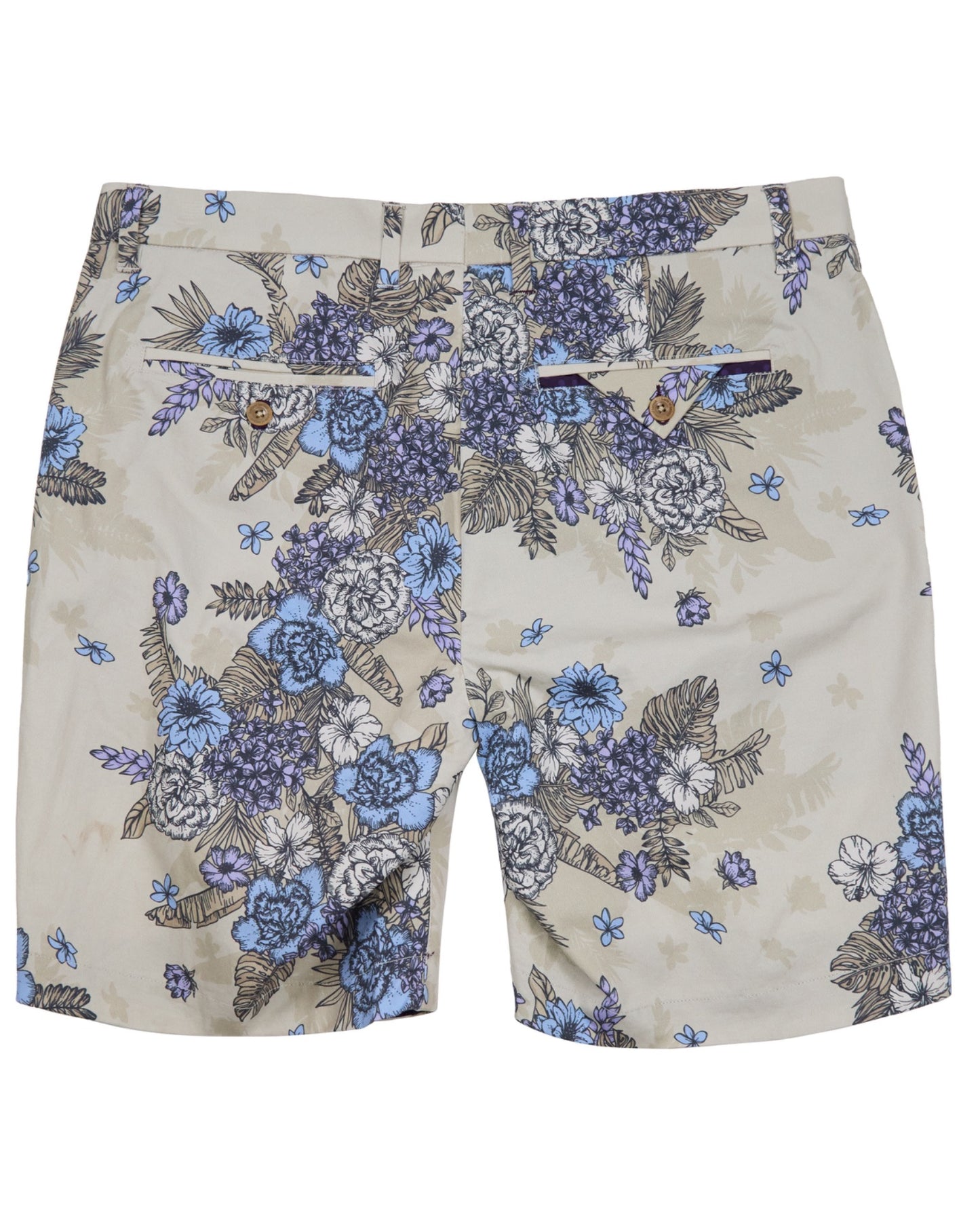 CLYDE CLUMPED FLORAL NATURAL MENS FLAT FRONT SHORT