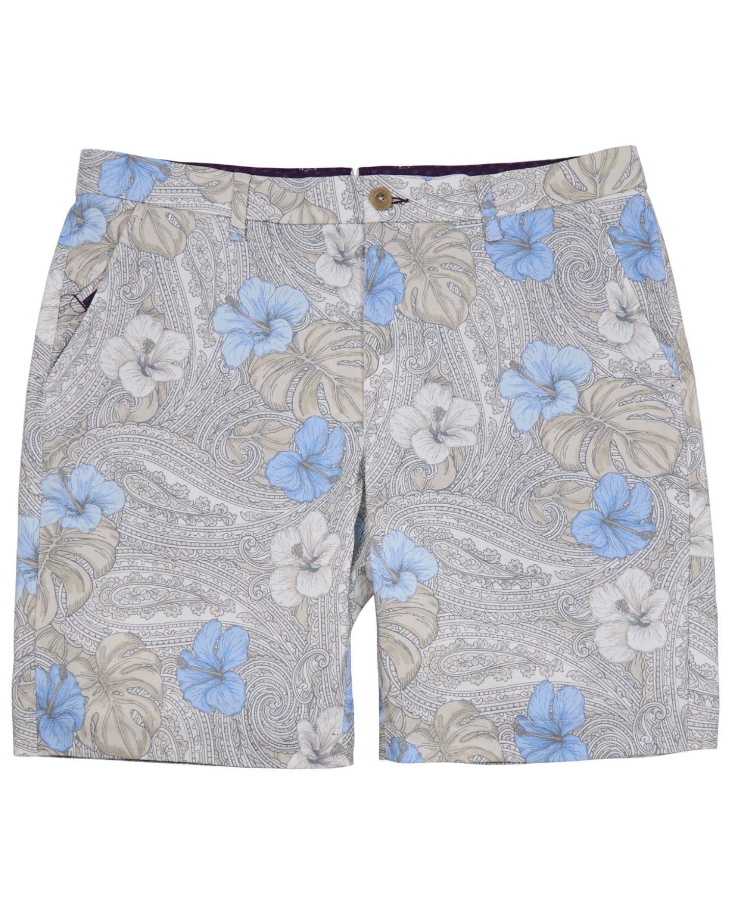 CLYDE TROPICAL PAISLEY NATURAL MENS FLAT FRONT SHORT