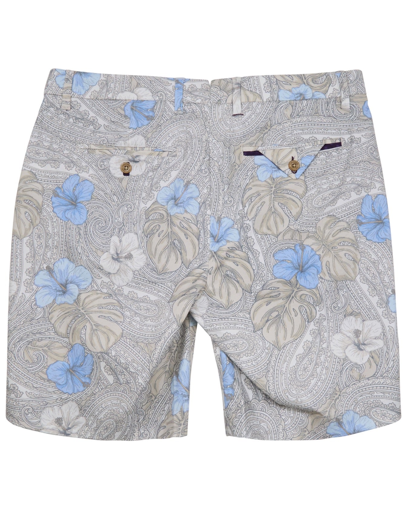 CLYDE TROPICAL PAISLEY NATURAL MENS FLAT FRONT SHORT