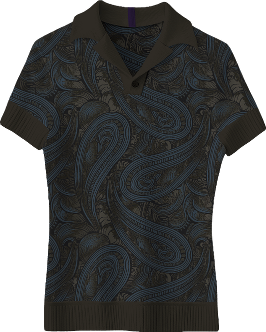 JESSICA PAISLEY BADALONA BROWNIE WOMEN'S MERINO SILK CASHMERE SWEATER POLO