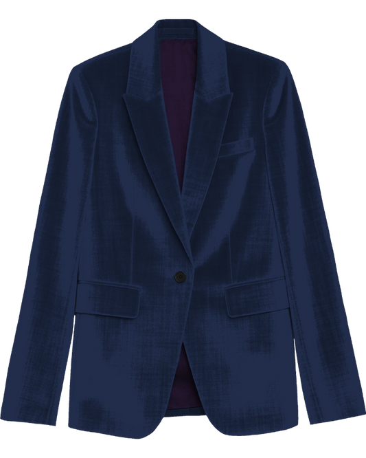 JOLENE NAVY WOMEN'S VELVET TAILORED JACKET