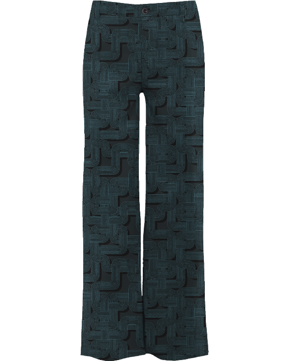 PHEOBE BLONS GEO BLACK WOMEN'S WOOL STRAIGHT-LEG PANT