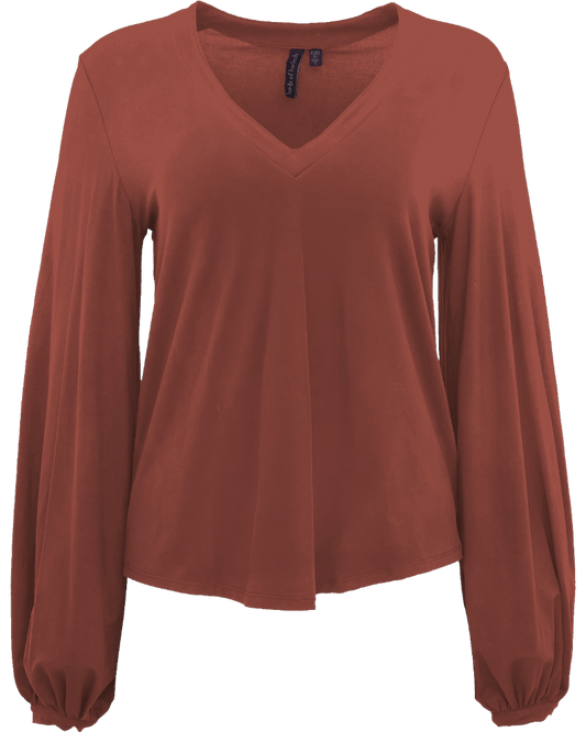VAL SPICE WOMEN'S LYOCELL STRETCH V-NECK TOP