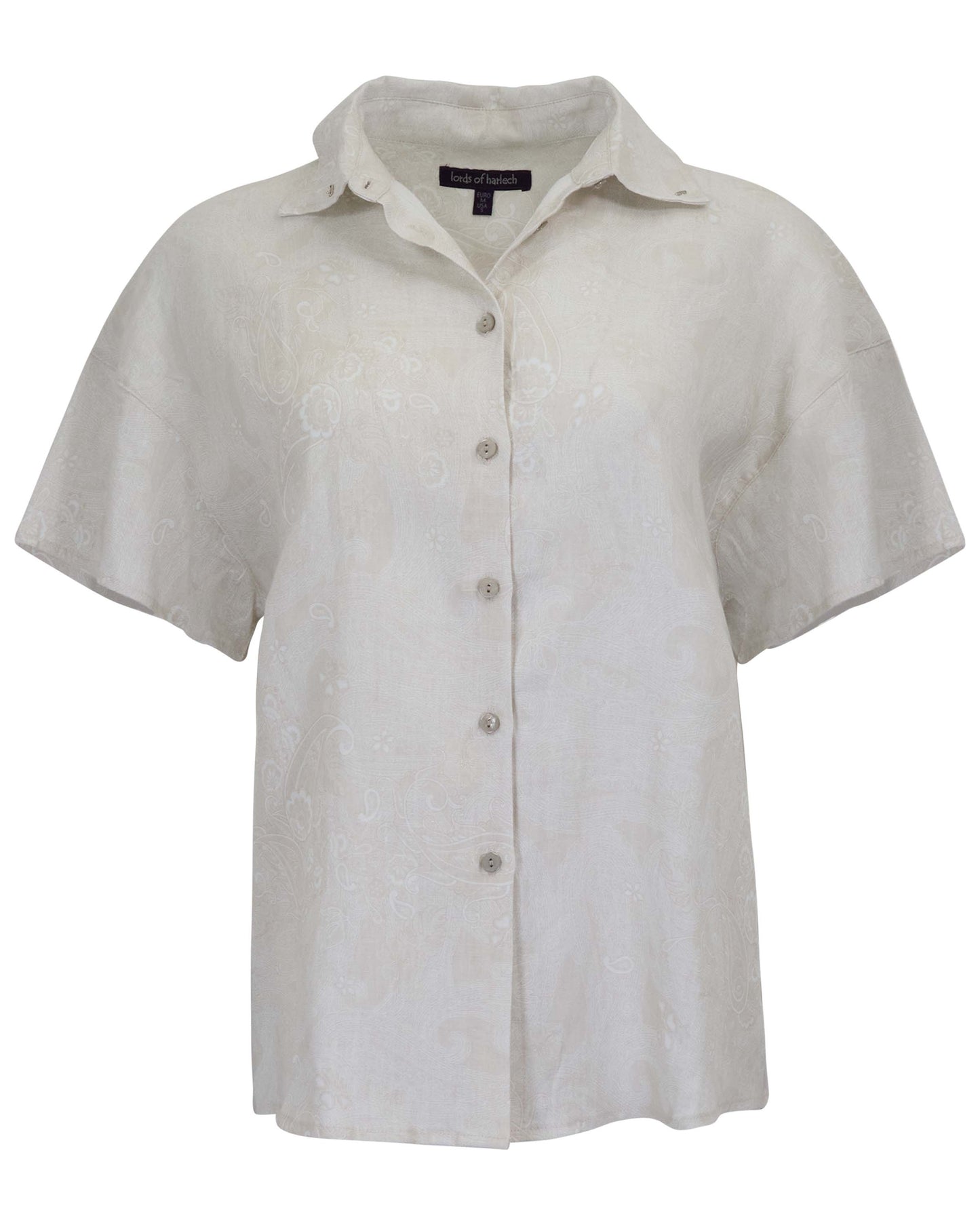 LARA PAISLEY EXPLOSION IVORY WOMENS LINEN PRINTED SHIRT
