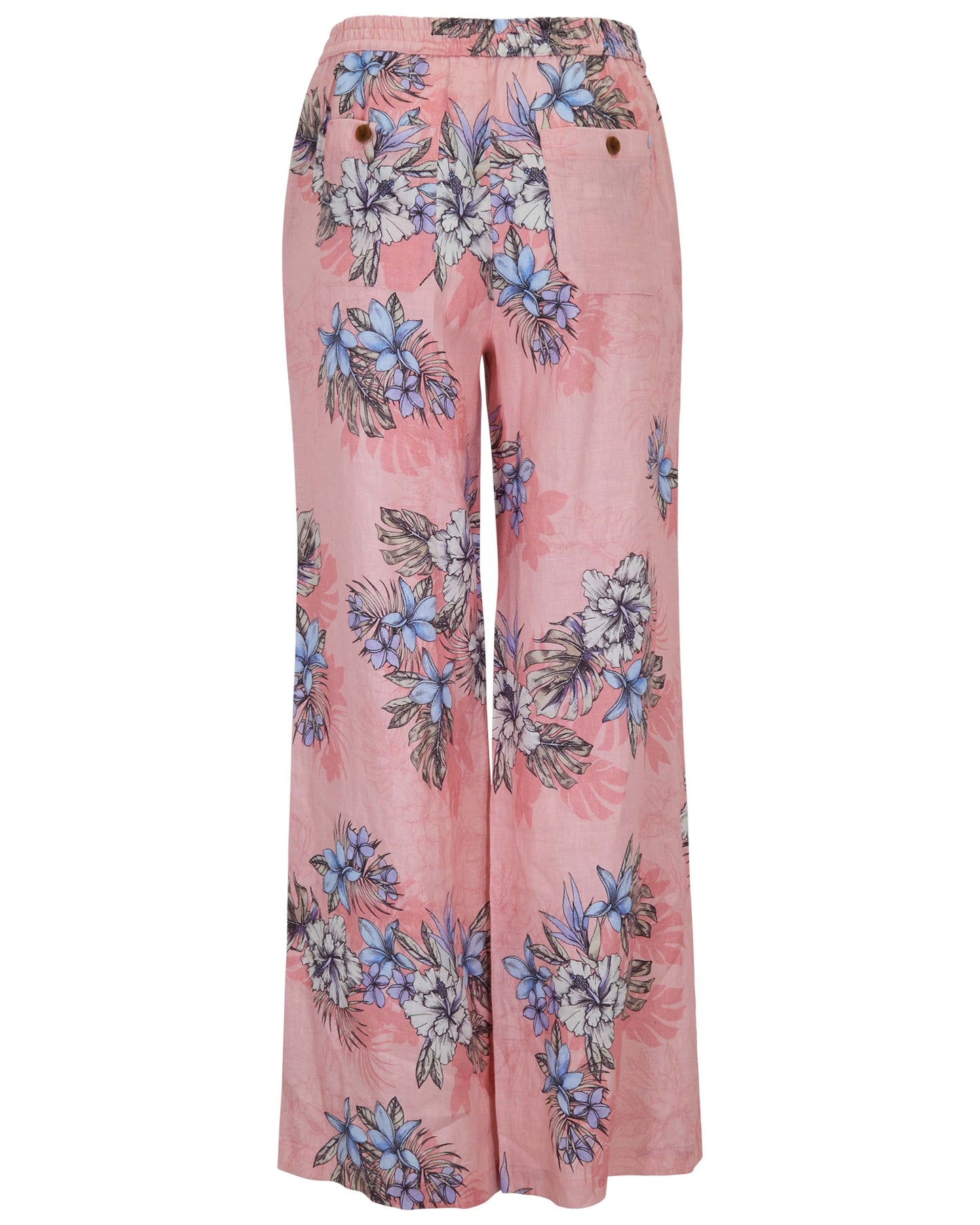 LILLIAN EXOTIC FLORAL CORAL WOMENS WIDE-LEG PANT
