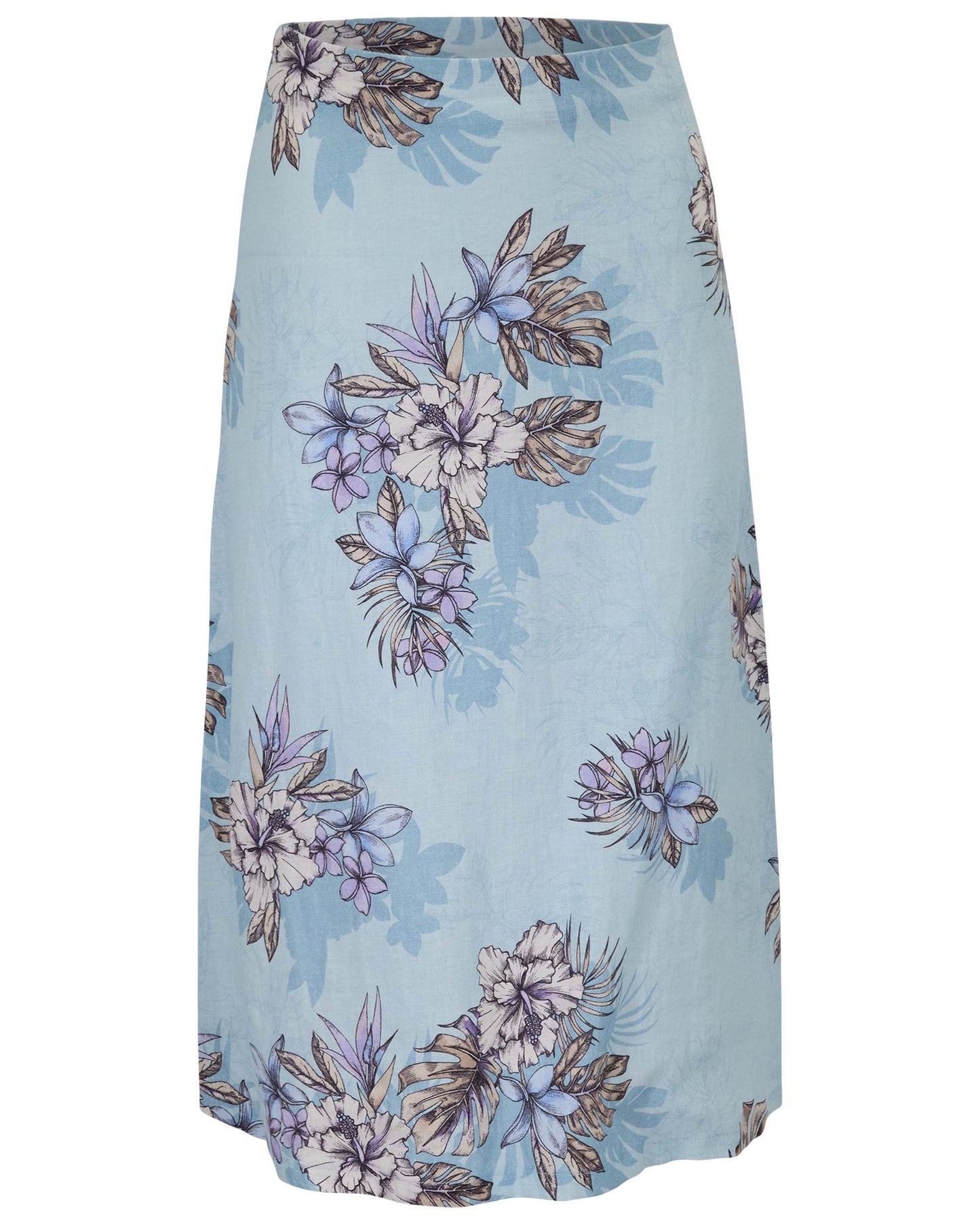 MARNI EXOTIC FLORAL TEAL WOMENS MIDI SKIRT