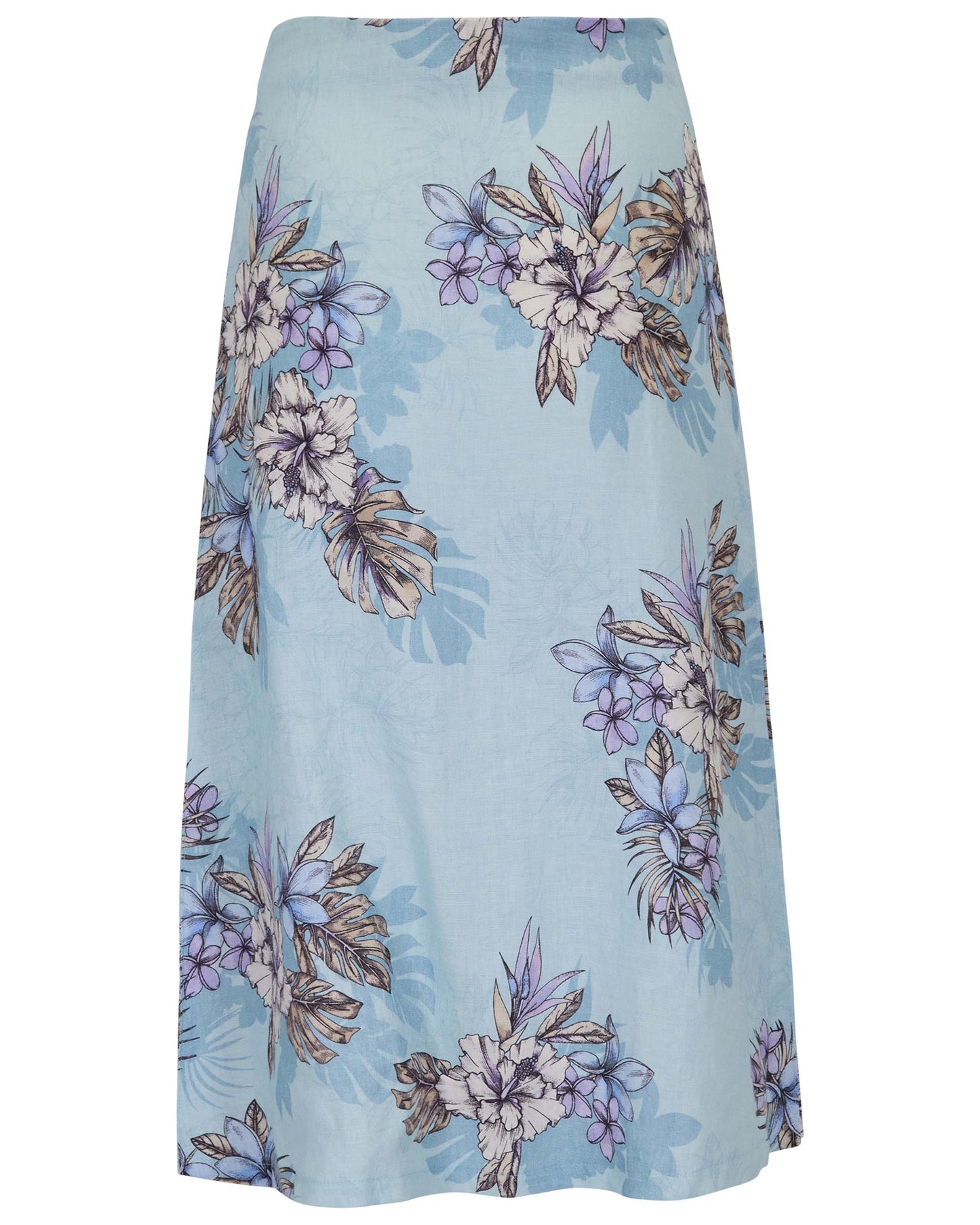 MARNI EXOTIC FLORAL TEAL WOMENS MIDI SKIRT