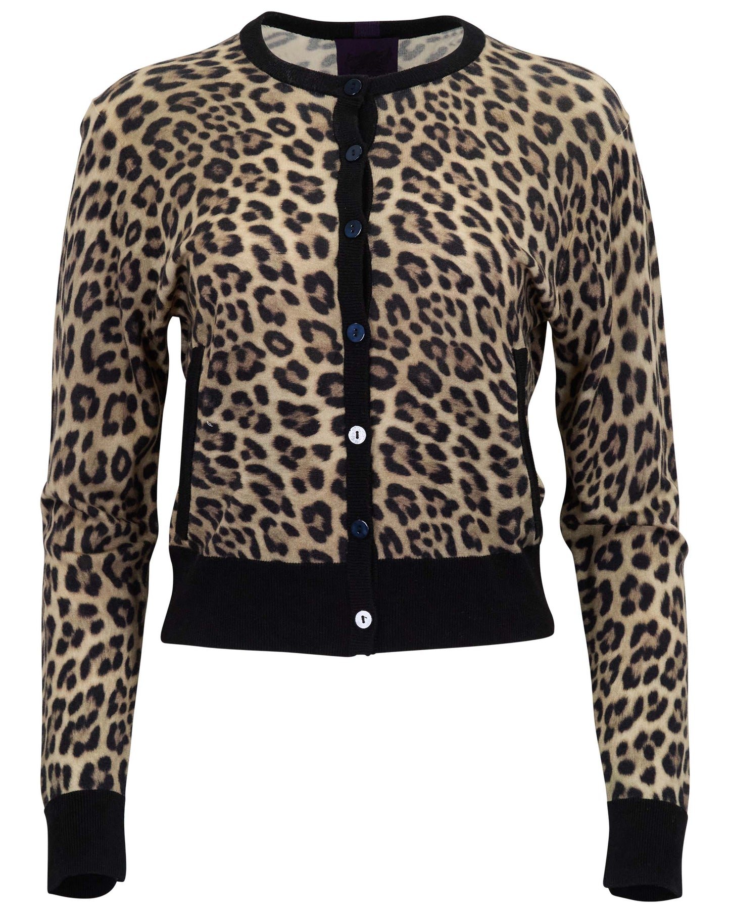 CALI LEOPARD BROWN WOMENS CROPPED CARDIGAN