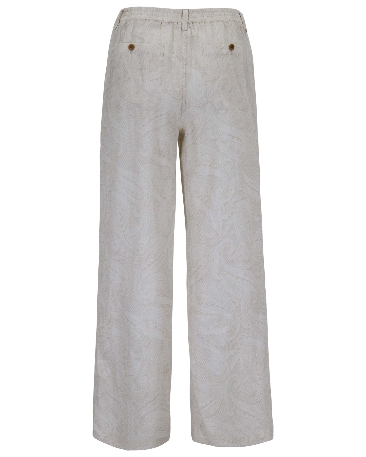 DEANNA CROCHET PAISLEY IVORY WOMENS WIDE-LEG PANT