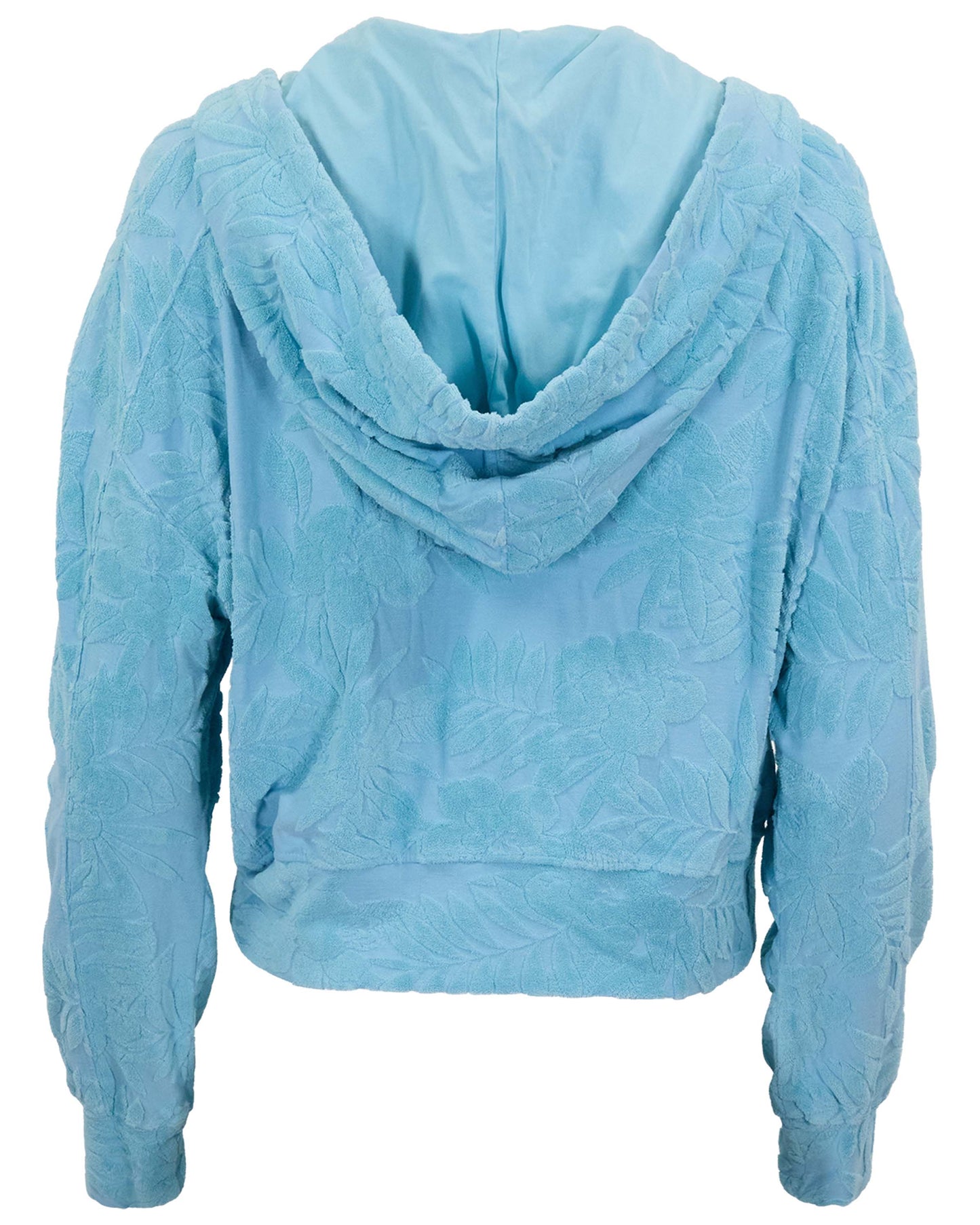 FIONA TEAL WOMENS CROPPED TERRY TOWELING ZIP HOODIE