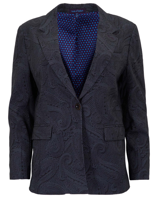 JULIA CROCHET PAISLEY CAVIAR WOMENS TAILORED BLAZER