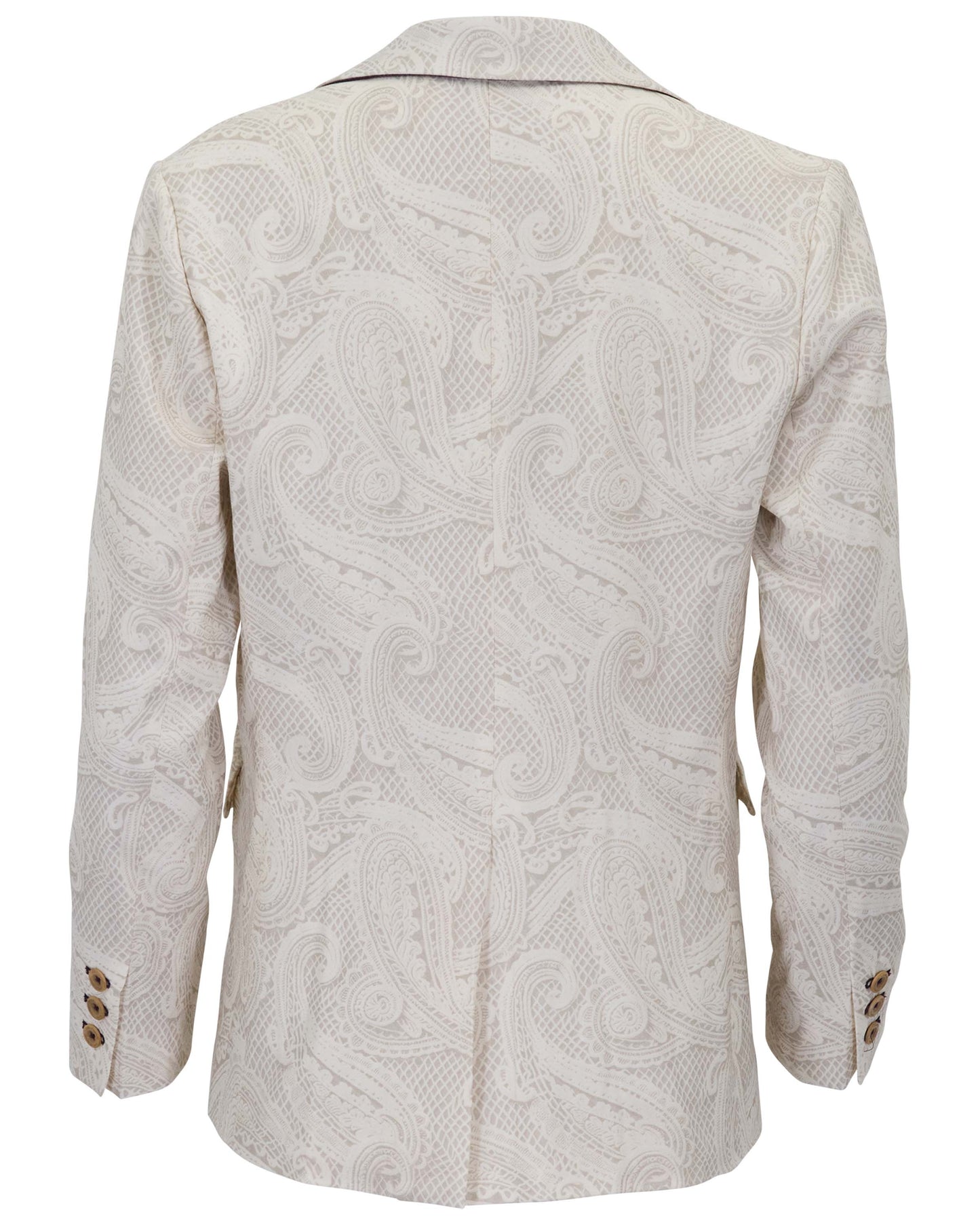 JULIA CROCHET PAISLEY IVORY WOMENS TAILORED BLAZER