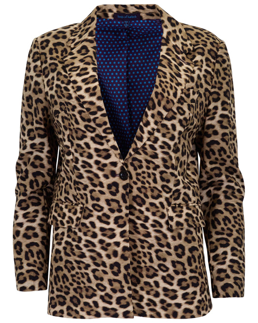 JULIA LEOPARD BROWN WOMENS TAILORED BLAZER
