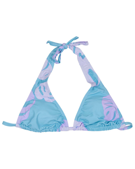 RAQUEL MONSTERA FLORAL TEAL WOMENS BIKINI TOP