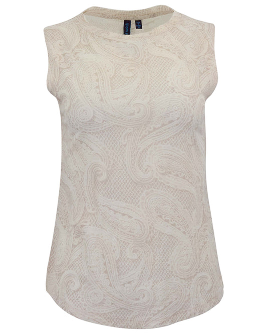 TARA CROCHET IVORY WOMENS MUSCLE TANK