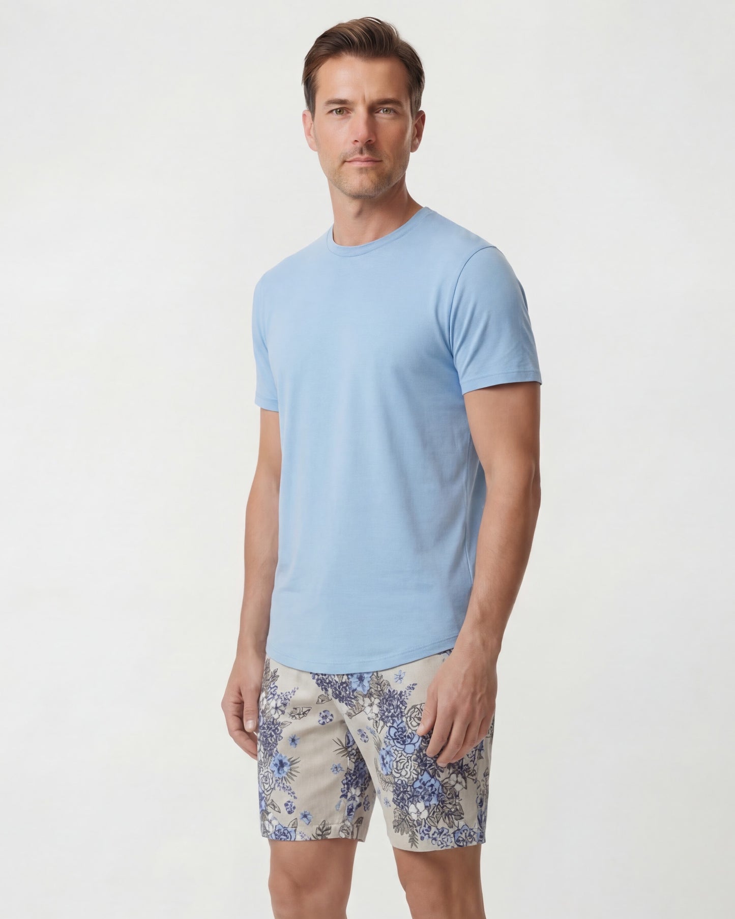 CLYDE CLUMPED FLORAL NATURAL MENS FLAT FRONT SHORT