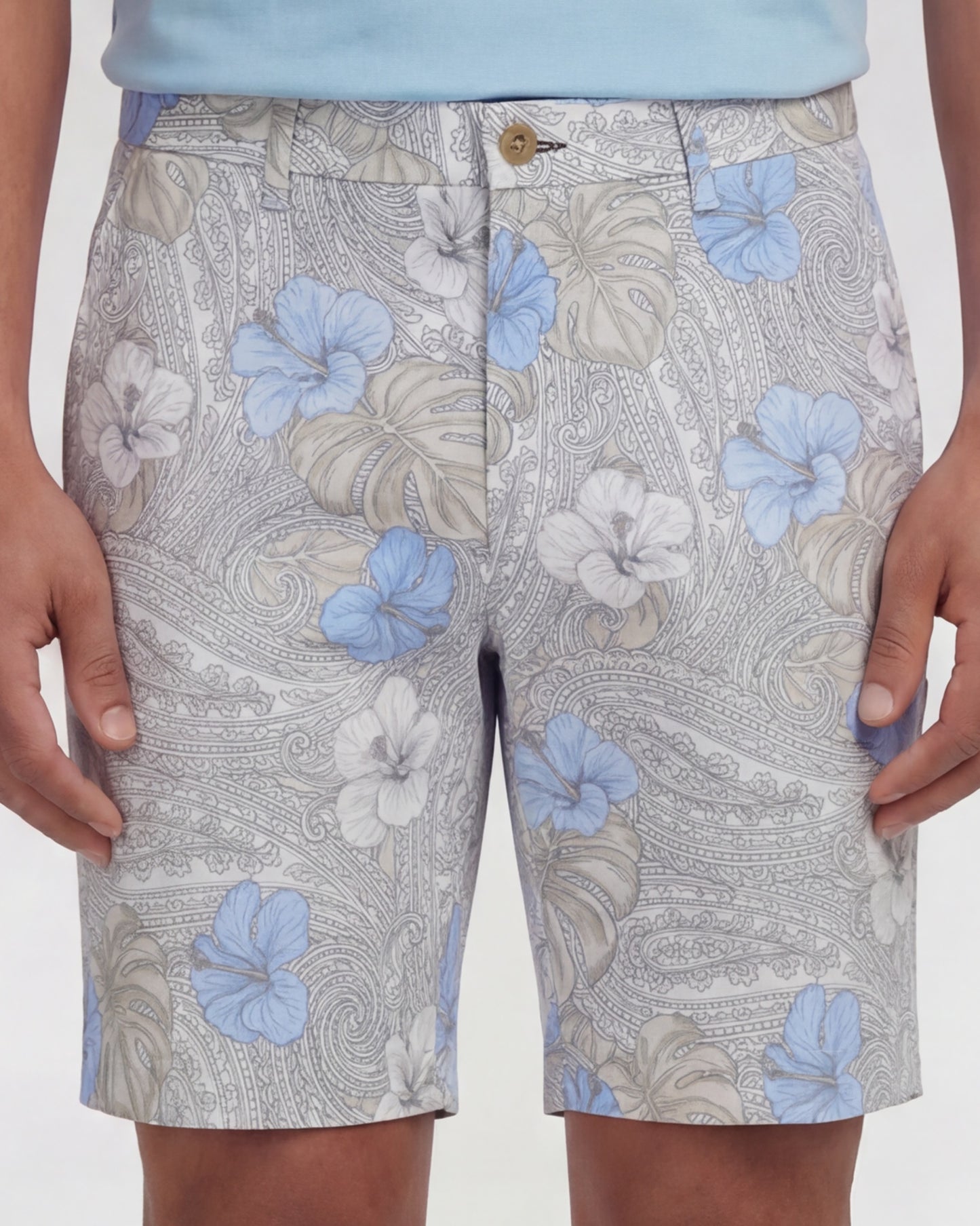 CLYDE TROPICAL PAISLEY NATURAL MENS FLAT FRONT SHORT