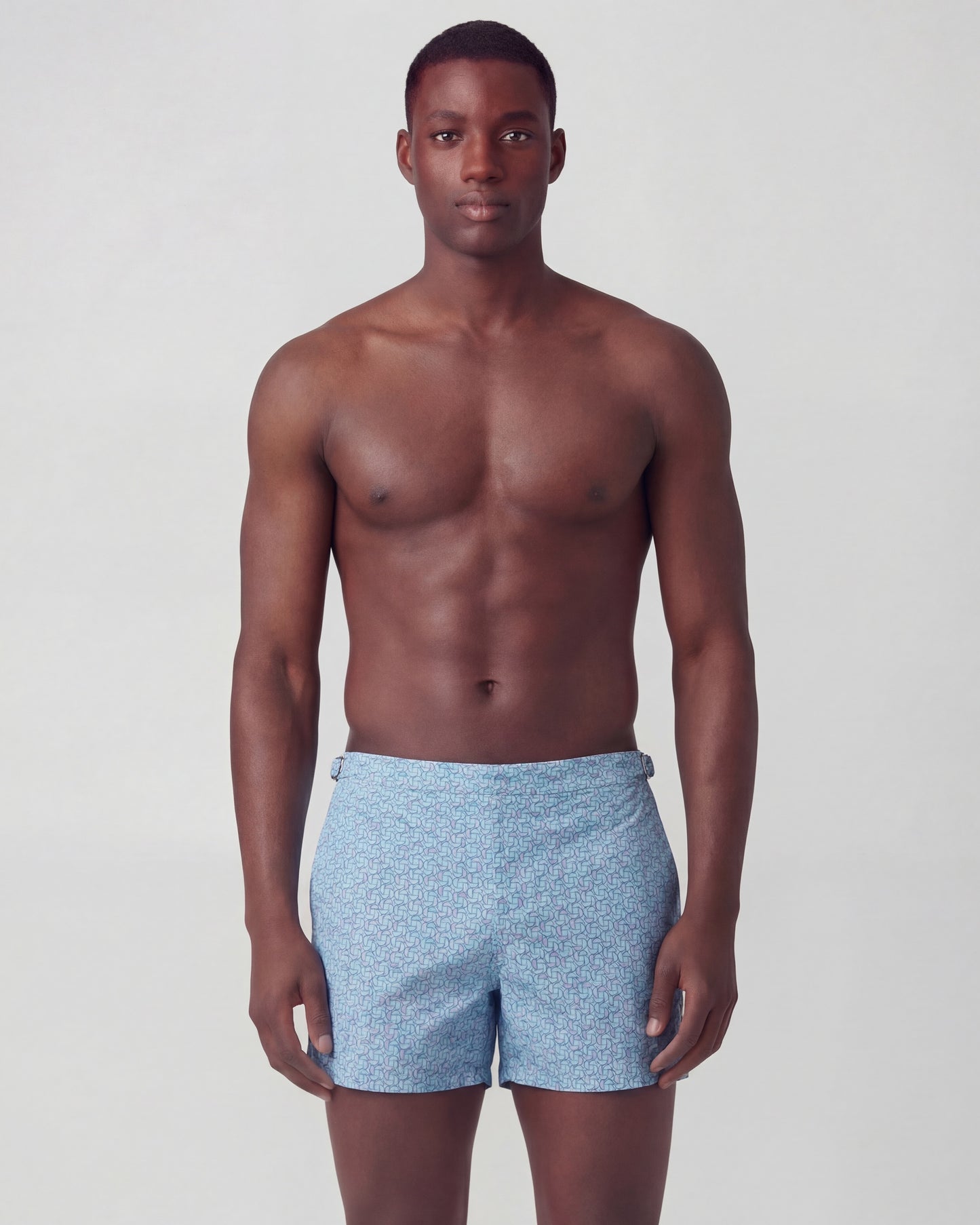 NEPTUNE SLICES GEO TEAL MENS TAILORED SWIM SHORT