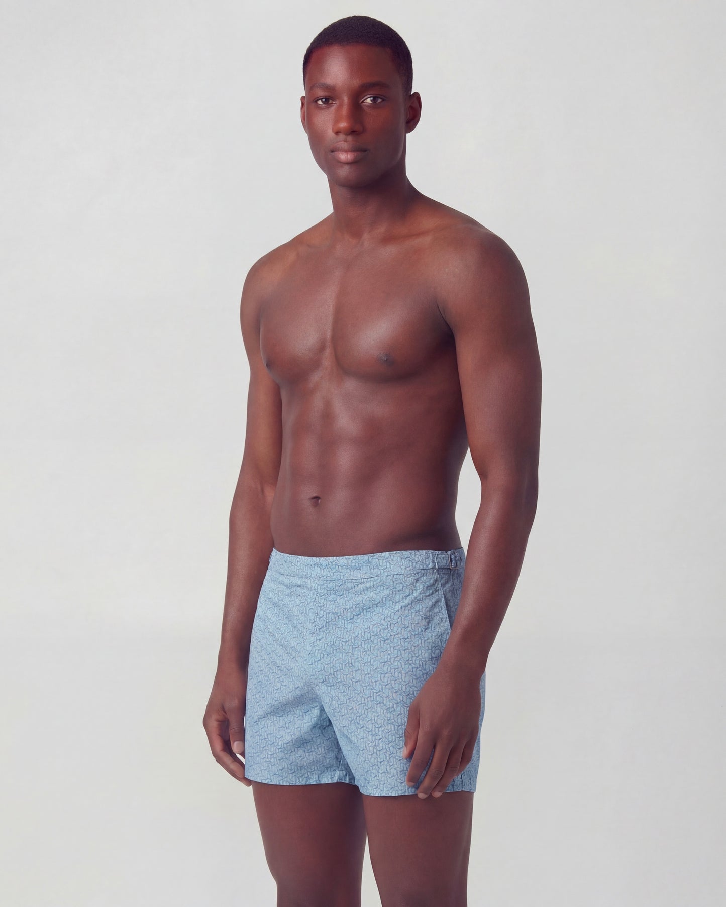 NEPTUNE SLICES GEO TEAL MENS TAILORED SWIM SHORT