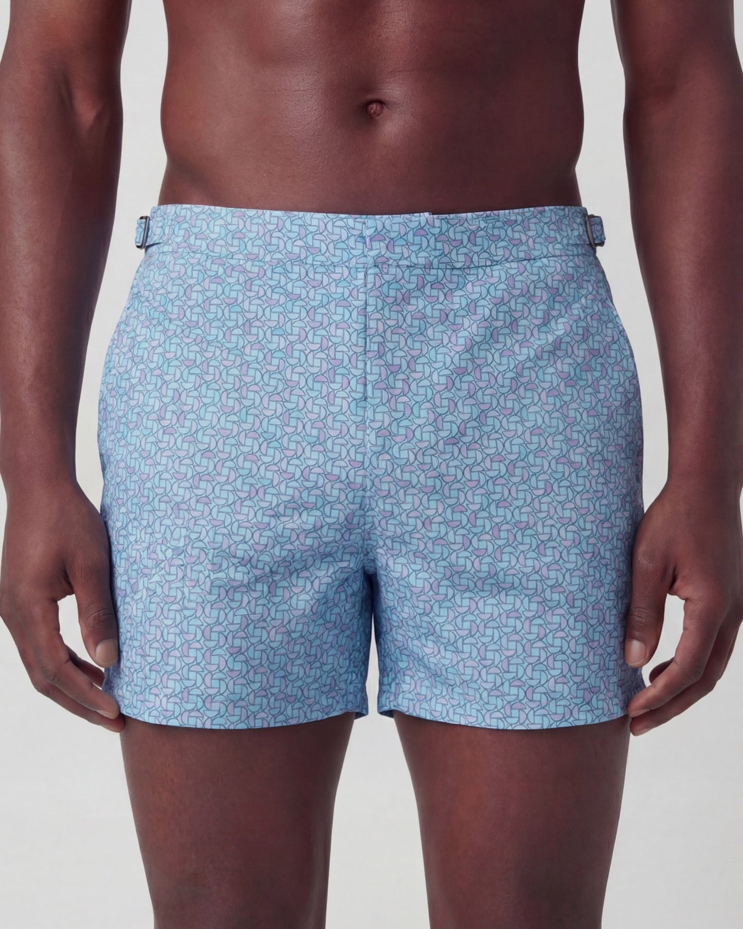 NEPTUNE SLICES GEO TEAL MENS TAILORED SWIM SHORT