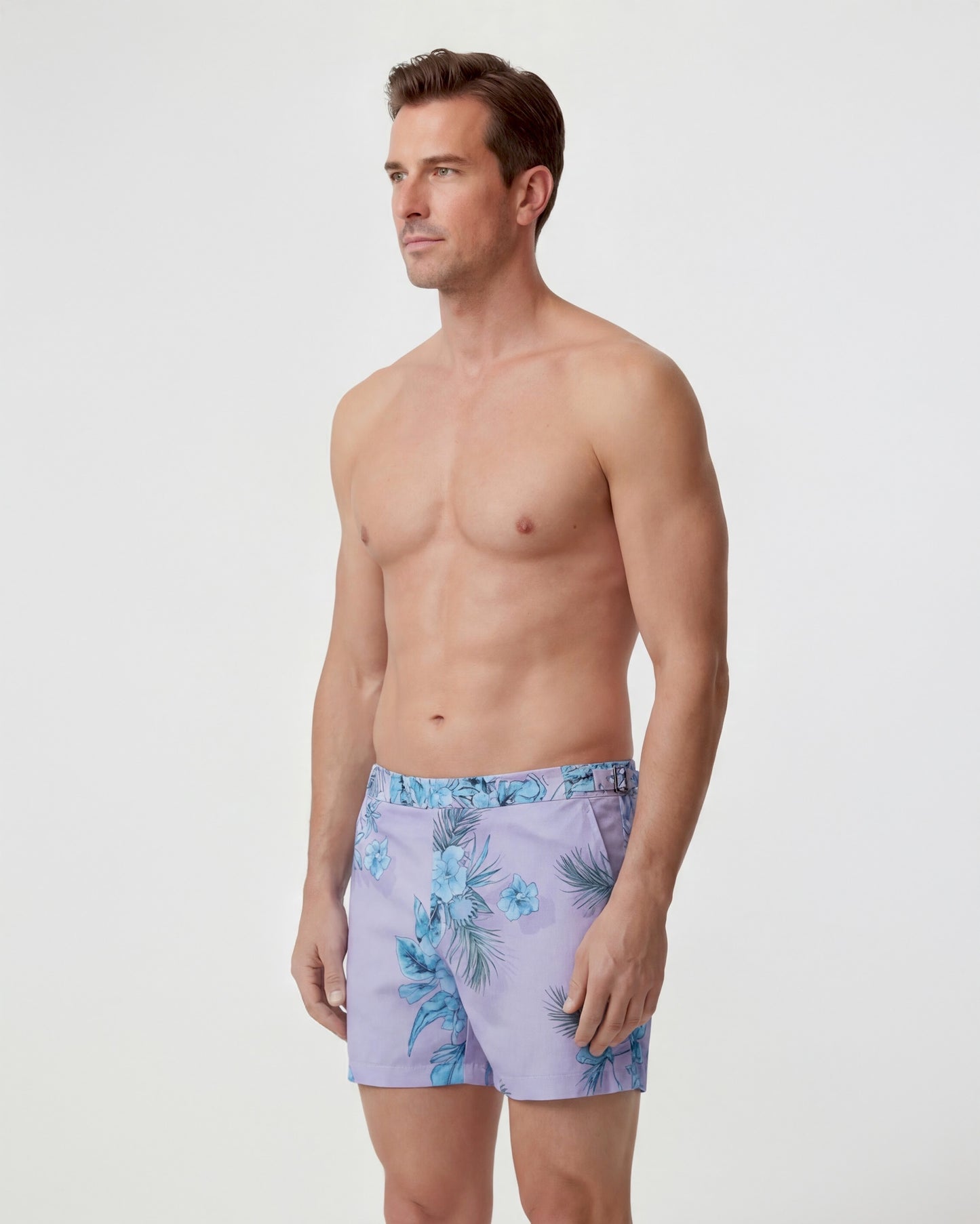 NEPTUNE MALI FLORAL LAVENDER MENS TAILORED SWIM SHORT