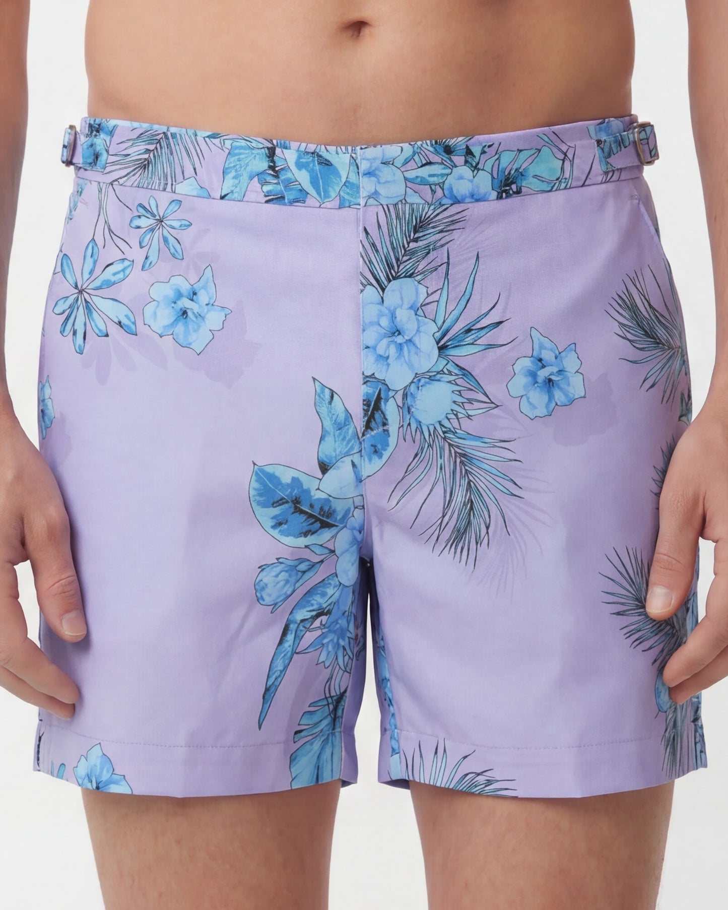 NEPTUNE MALI FLORAL LAVENDER MENS TAILORED SWIM SHORT