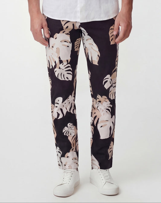 CHARLES MONSTERA FLORAL SMOKE MENS TAILORED PANT