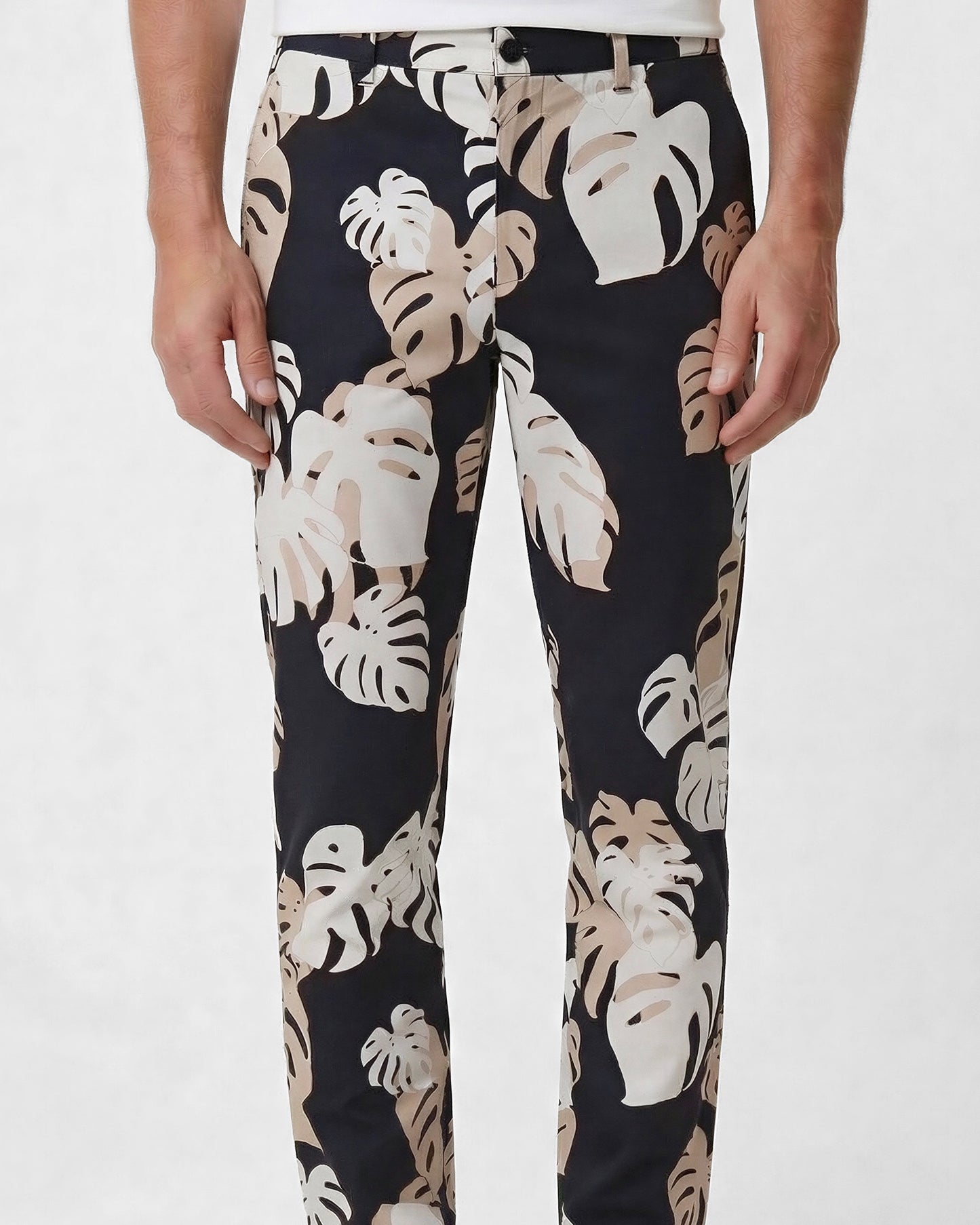 CHARLES MONSTERA FLORAL SMOKE MENS TAILORED PANT