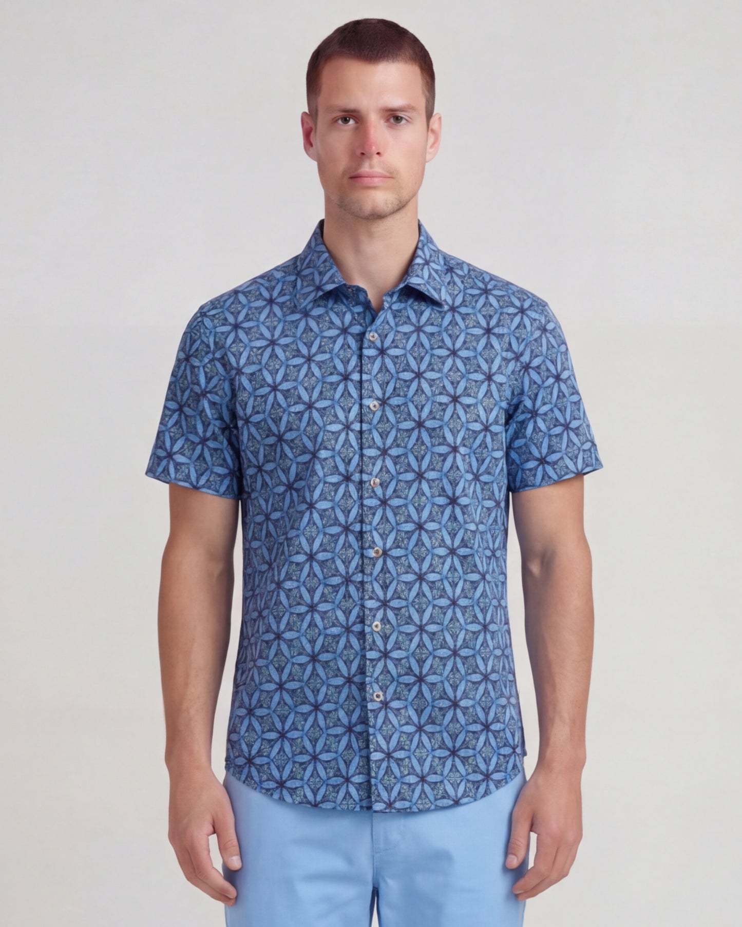GEORGE TRIBAL BLUE MENS PRINTED SHIRT