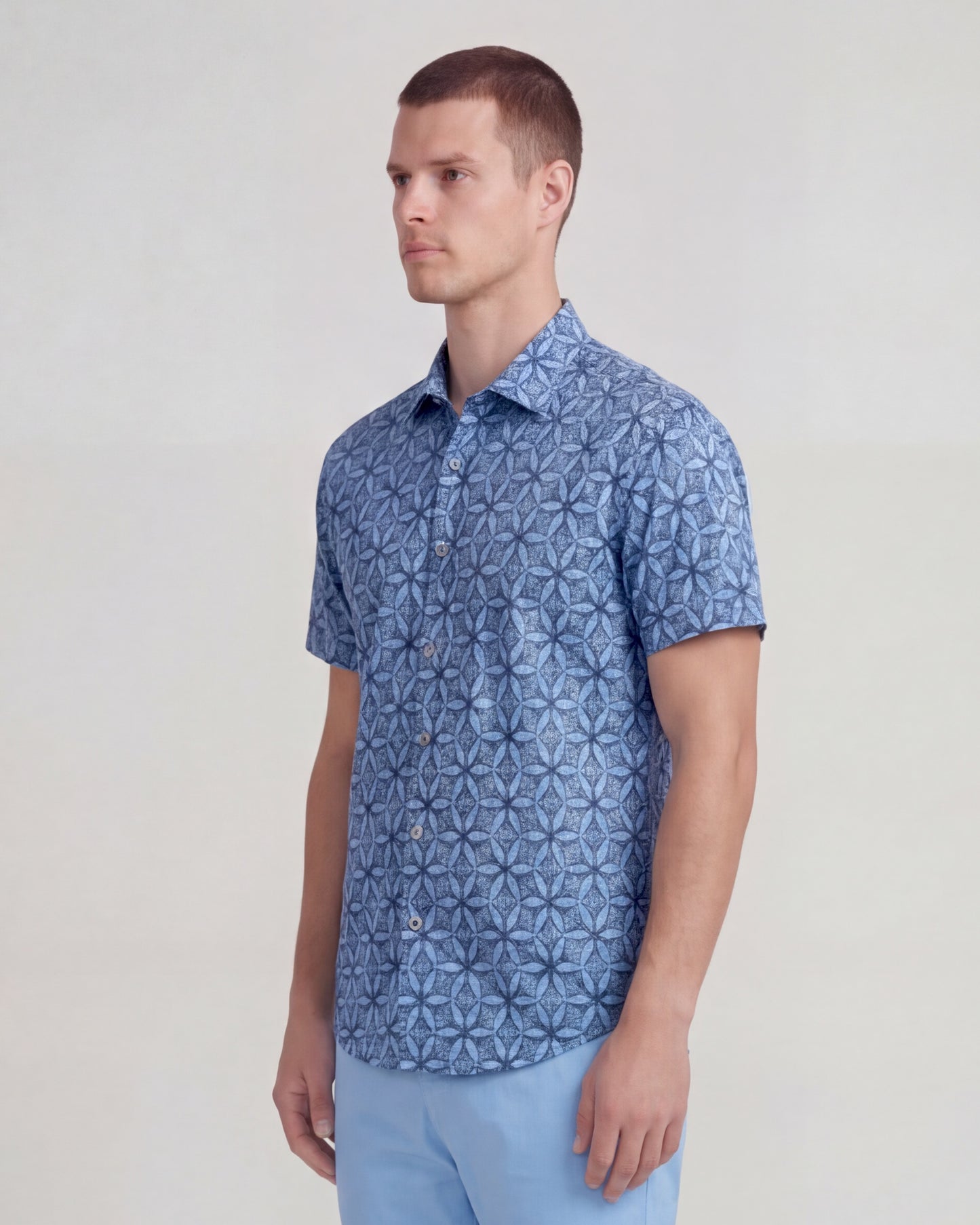 GEORGE TRIBAL BLUE MENS PRINTED SHIRT