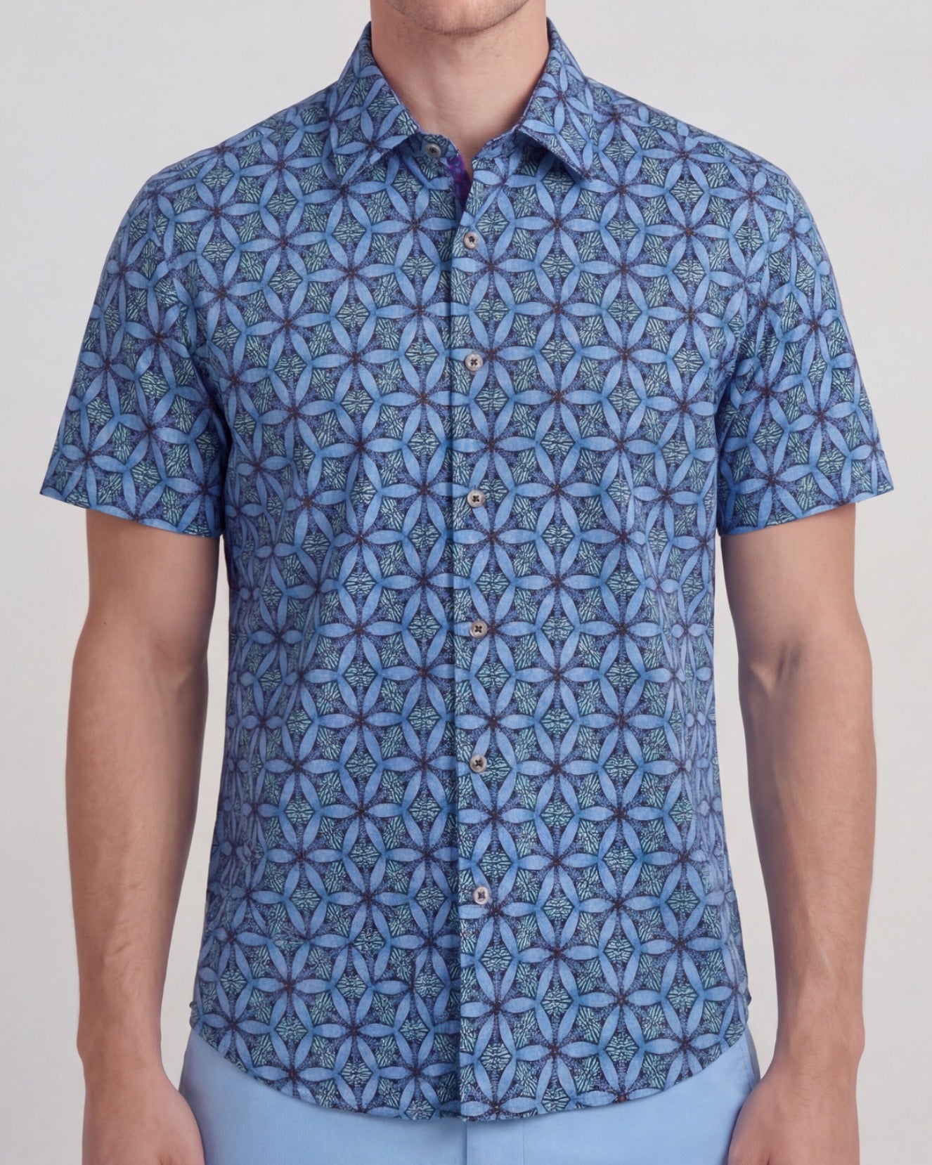 GEORGE TRIBAL BLUE MENS PRINTED SHIRT