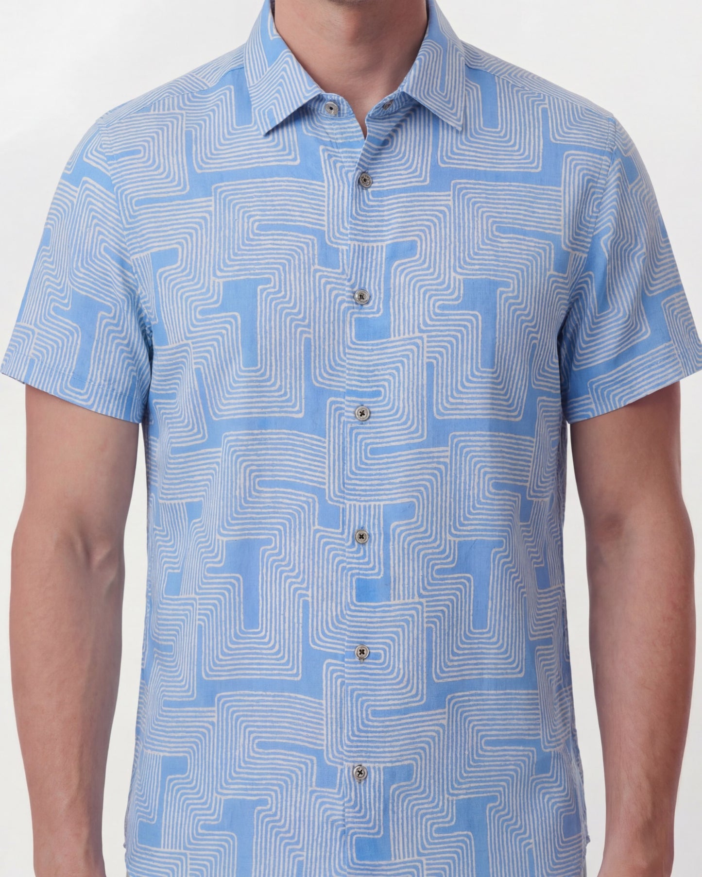 LANDON INTER TWINE BLUE MENS LINEN SHIRT