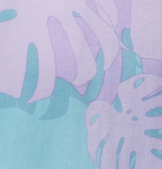 LANDON MONSTERA FLORAL TEAL MENS LINEN SHIRT