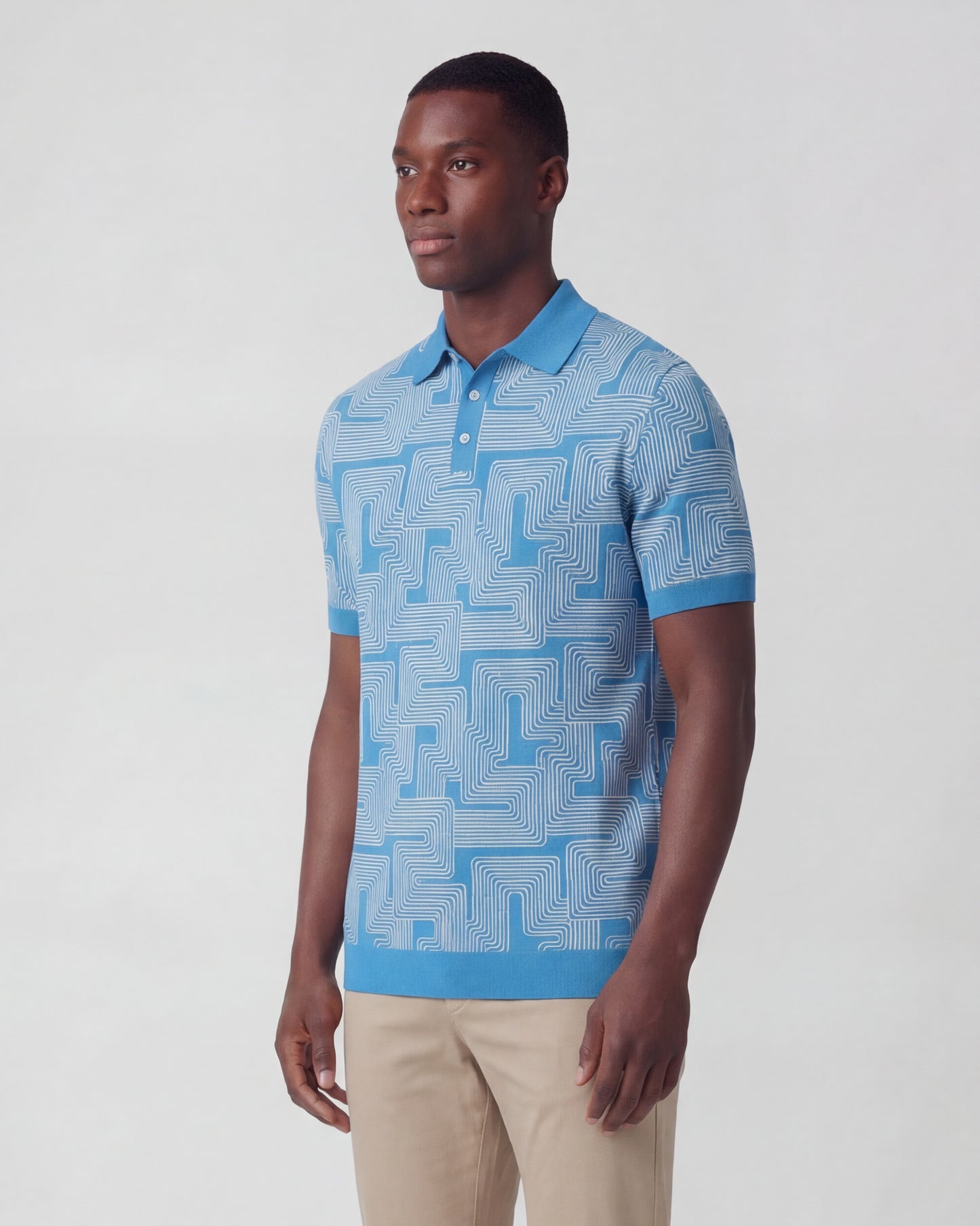 PILGRIM INTER TWINE BLUE MENS MERINO SILK CASHMERE POLO