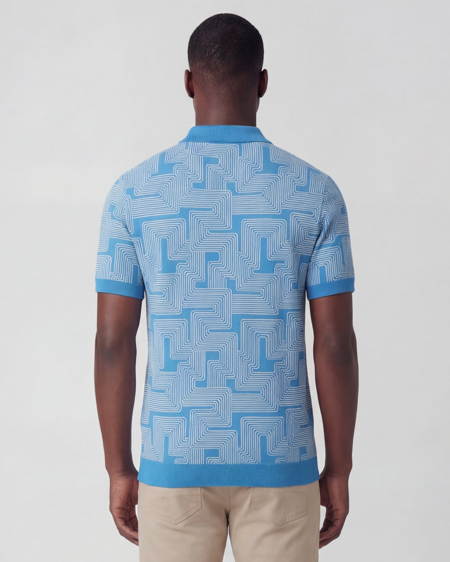 PILGRIM INTER TWINE BLUE MENS MERINO SILK CASHMERE POLO