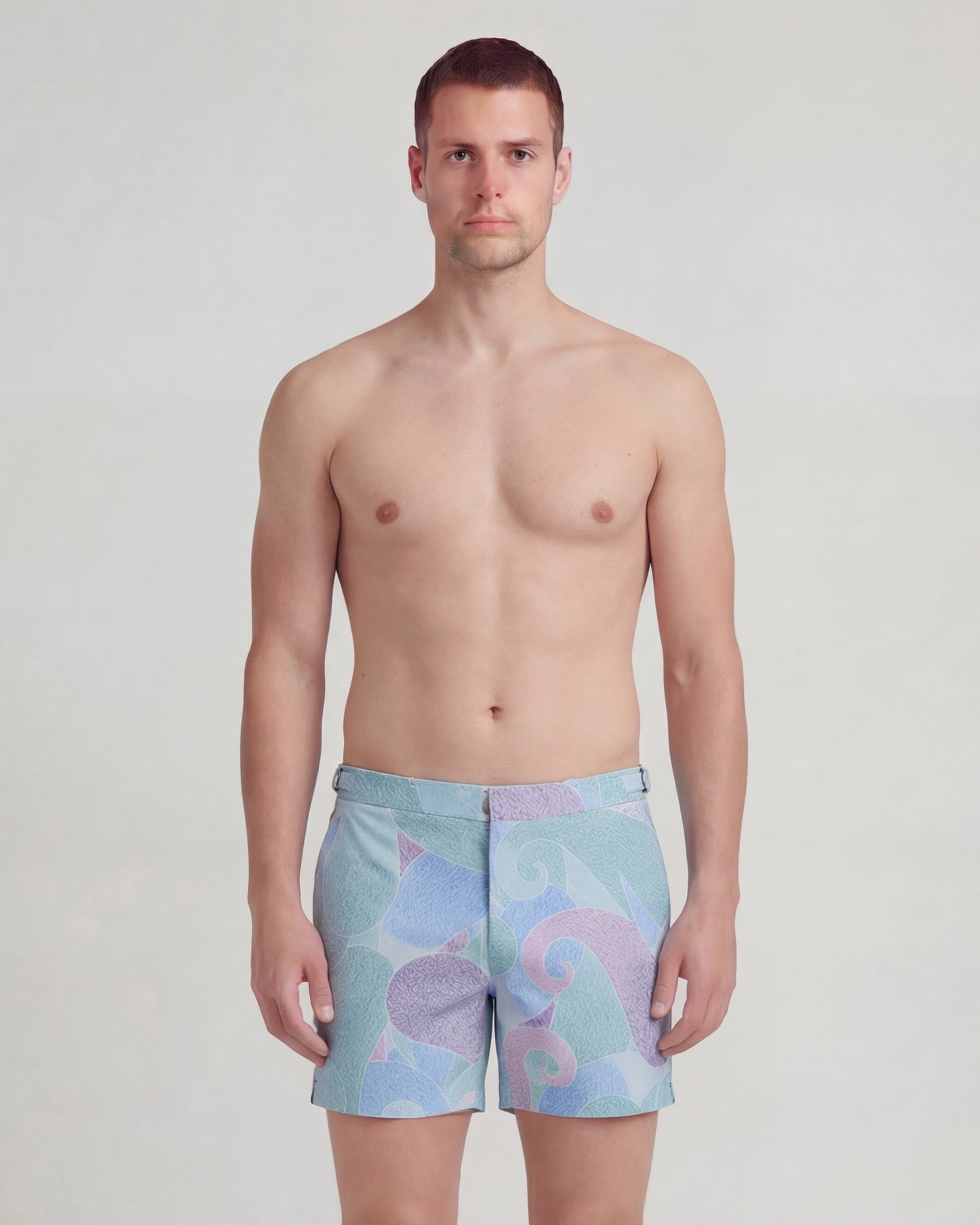 POOL GRAIN PAISLEY TEAL MENS TAILORED SWIM SHORT