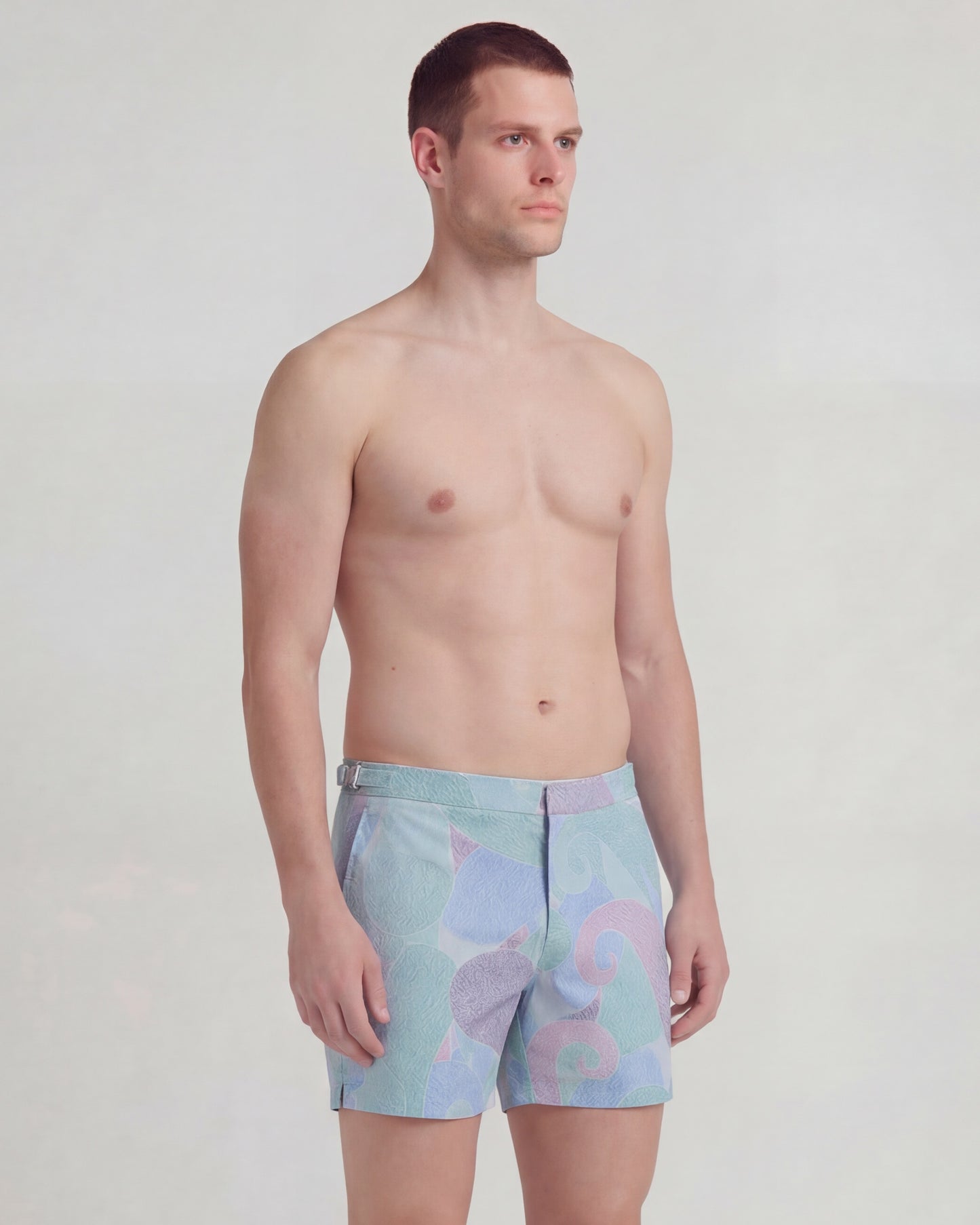 POOL GRAIN PAISLEY TEAL MENS TAILORED SWIM SHORT