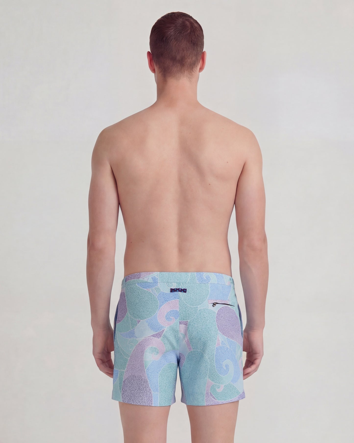 POOL GRAIN PAISLEY TEAL MENS TAILORED SWIM SHORT