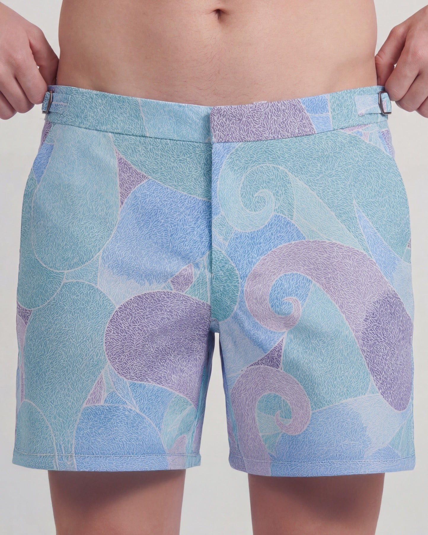 POOL GRAIN PAISLEY TEAL MENS TAILORED SWIM SHORT