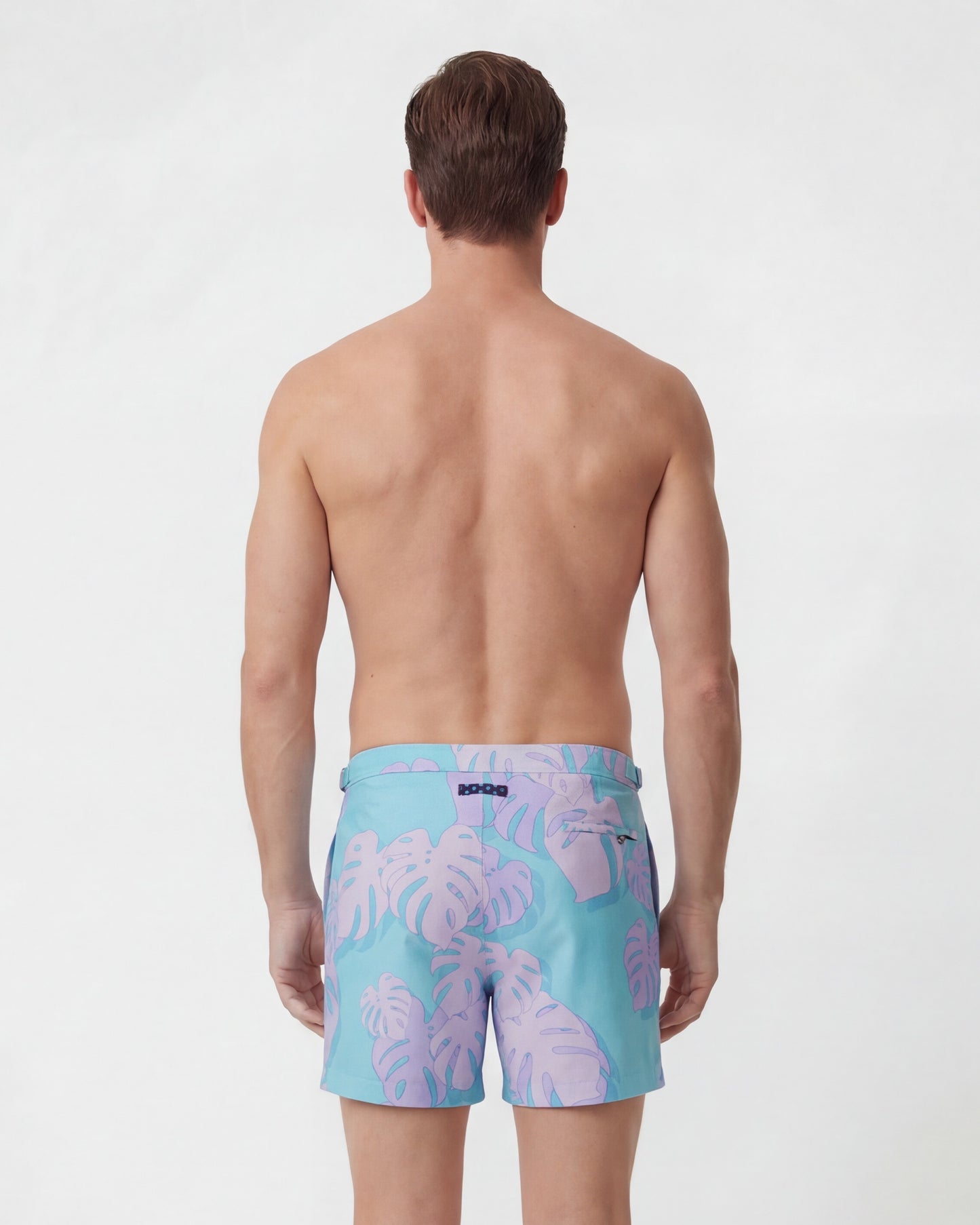 POOL MONSTERA FLORAL TEAL MENS TAILORED SWIM SHORT