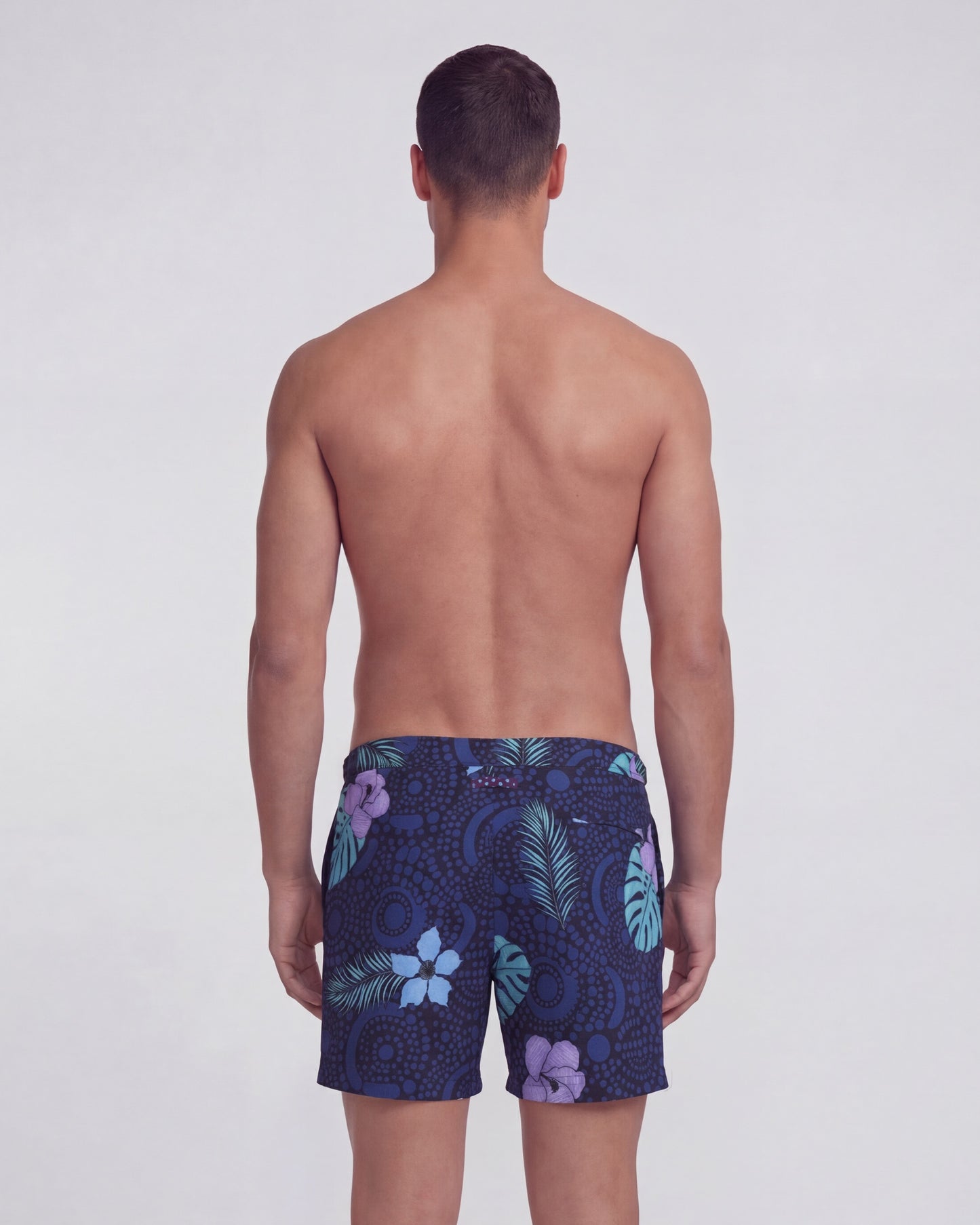 POOL TROPICAL FANTASY NAVY MENS TAILORED SWIM SHORT