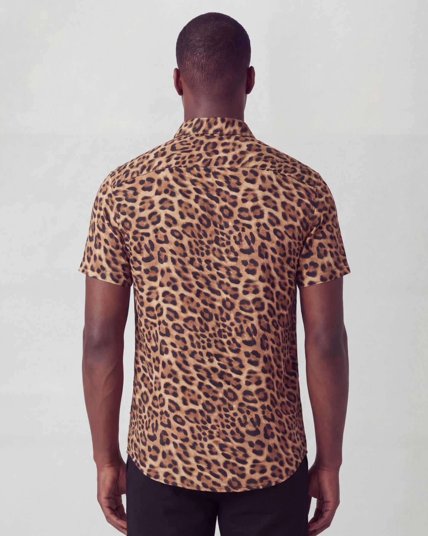 TOBIAS LEOPARD BROWN MENS MERINO WOOL SHIRT